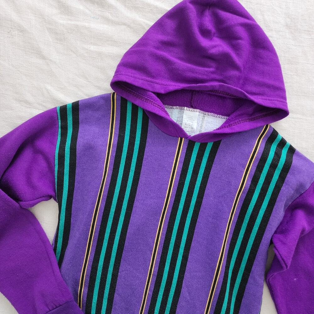 Vintage Purple Striped Hoodie kids 14